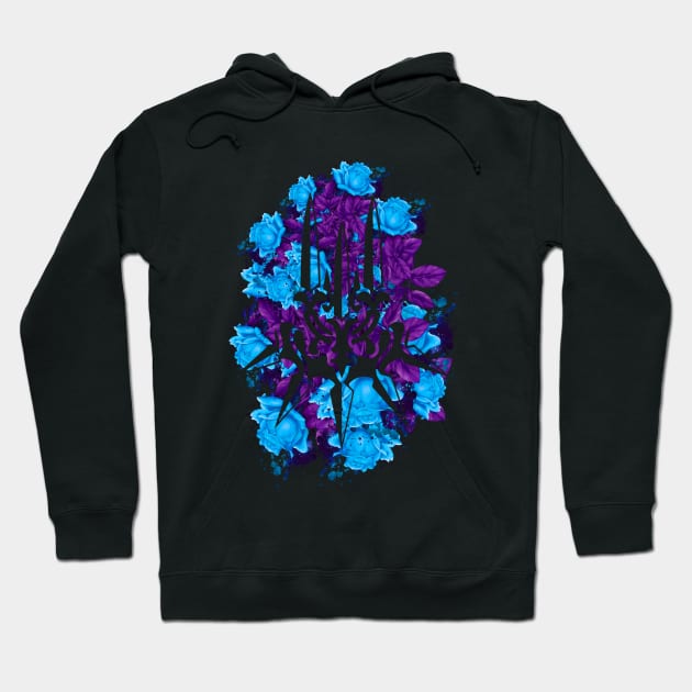 CLAN - Blue Flowers Style Hoodie by Scailaret